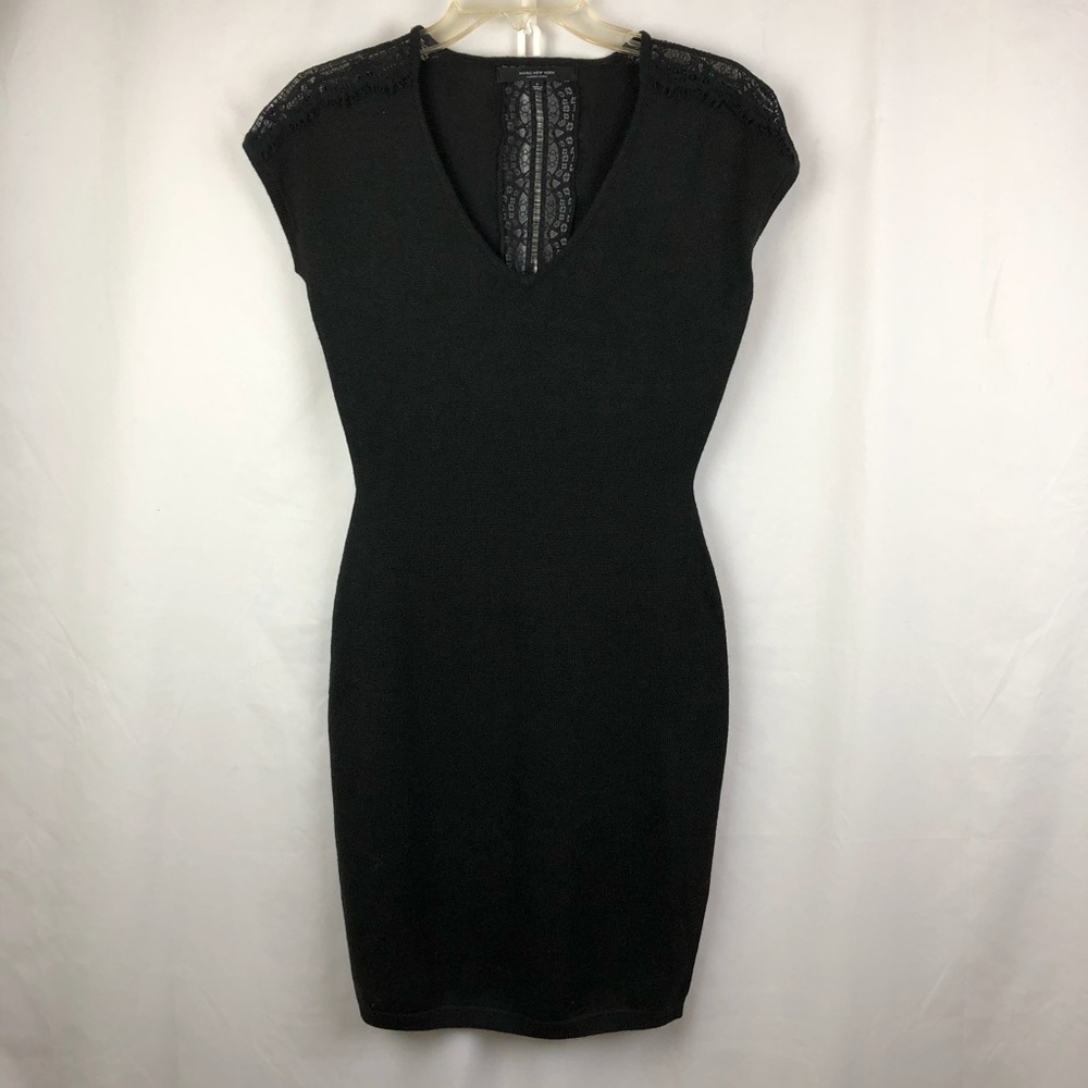 Marc of New York Black Knit Dress W/Lace Cutouts